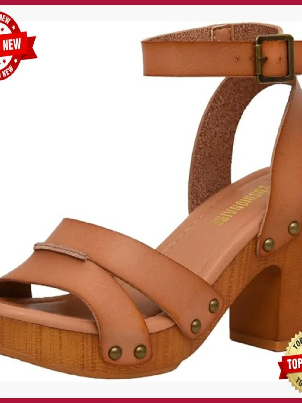 Platform Wedge Sandals with Memory Foam, Vegan Leather, Wide Width
